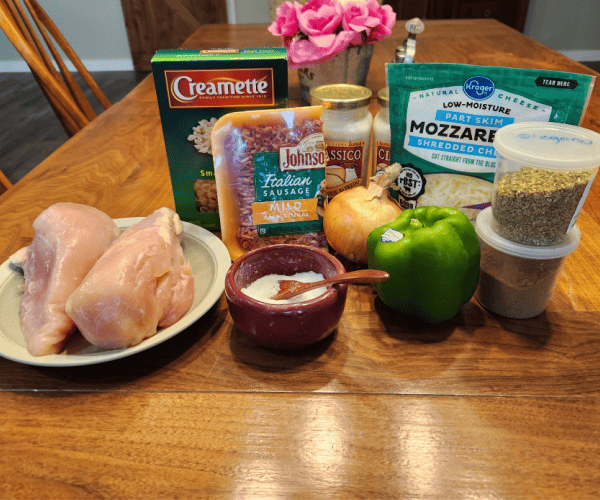 chicken and Italian sausage pasta with white sauce