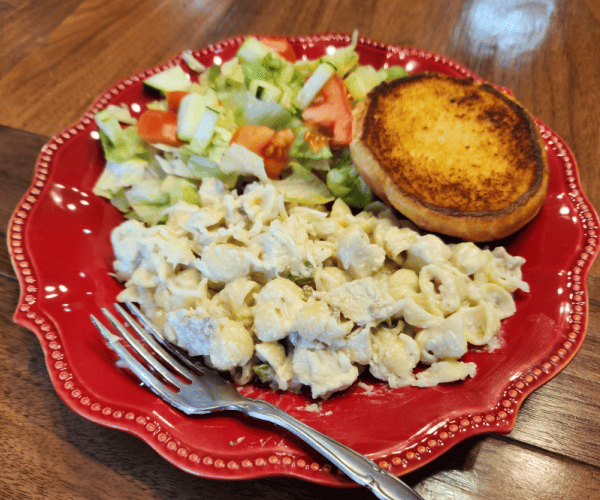 chicken and Italian sausage pasta with white sauce