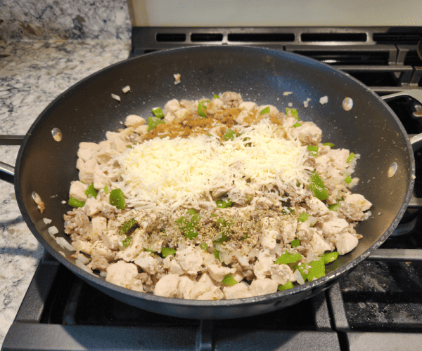 chicken and Italian sausage pasta with white sauce