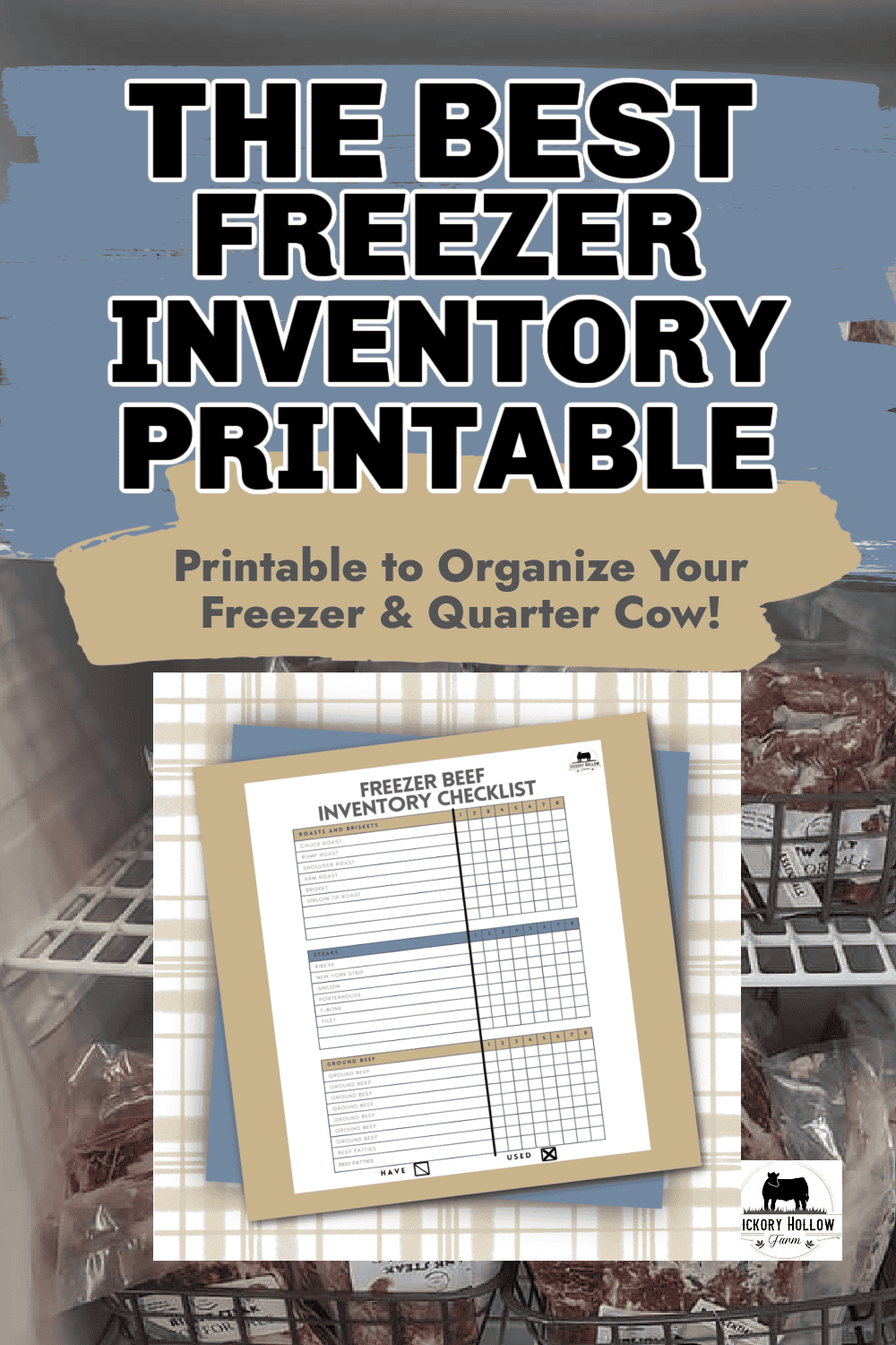 Freezer inventory printable! Get organized, save money and time, and keep track of your freezer beef. 