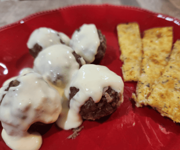 Easy Carnivore Meatballs with Mozzarella and Alfredo Sauce