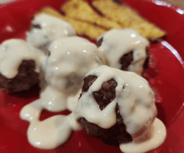 Easy Carnivore Meatballs with Mozzarella and Alfredo Sauce